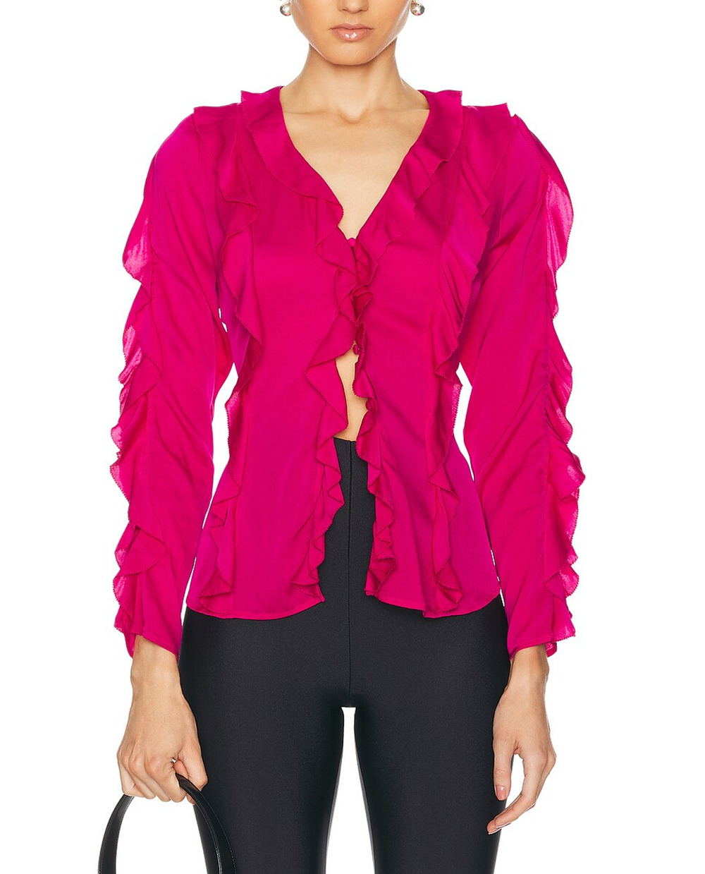 Nicholas Ruffled Pink Amira Blouse Size 8 NWT
